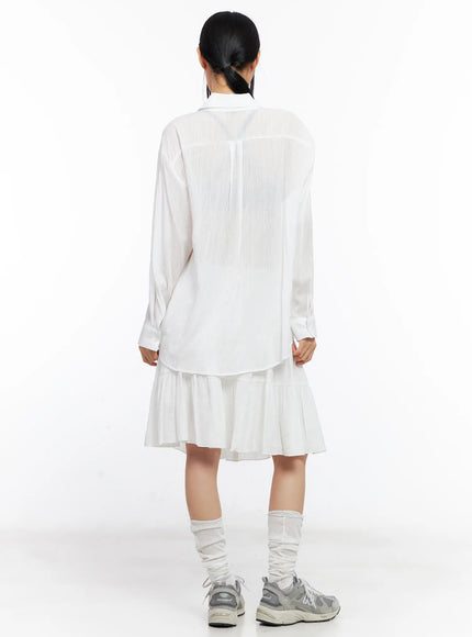 Sheer Long-Sleeve Button-Down Shirt CL529