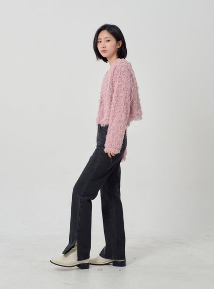 Faux Fur Button Cardigan OD26