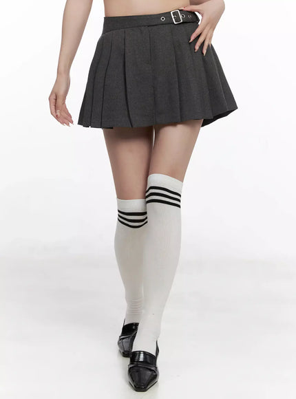 Chic Gray Pleated Mini Skirt IN514