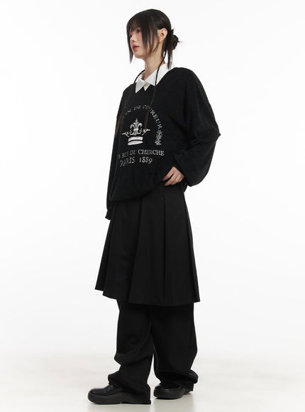 Embroidered Graphic Oversize Collared Sweatshirt CF518