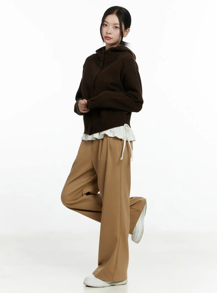 Pintuck Wide-Leg Trousers F502