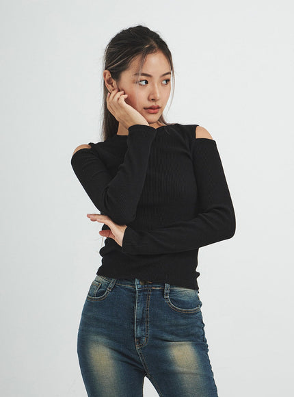Livia Open Shoulder Long Sleeve Top CS15