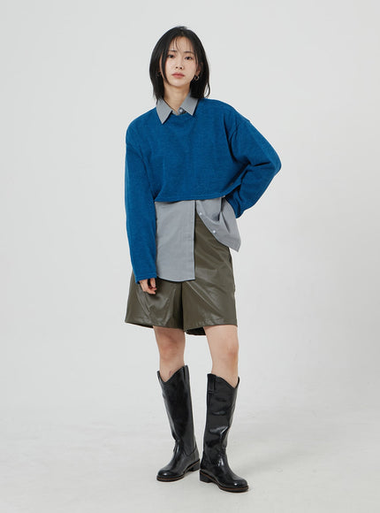 Faux Leather Bermuda Shorts OM303