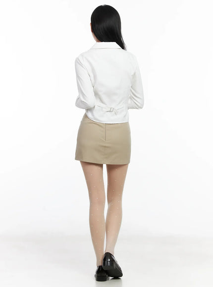 shirred-back-buckle-crop-long-sleeve-blouse-cj520