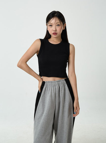 Basic Ribbed Cropped Tank Top CU13