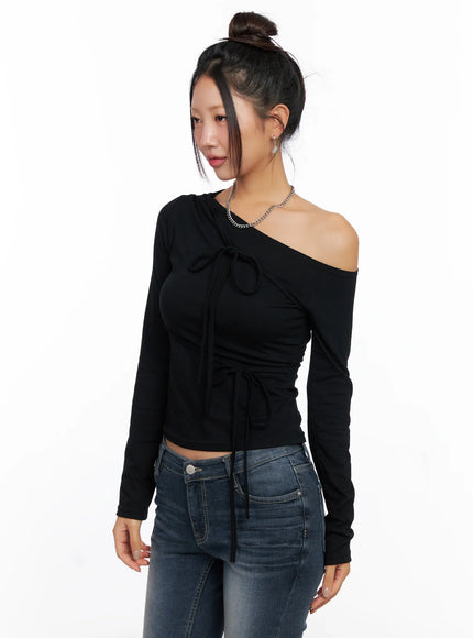 ribbon-one-shoulder-long-sleeve-top-co514