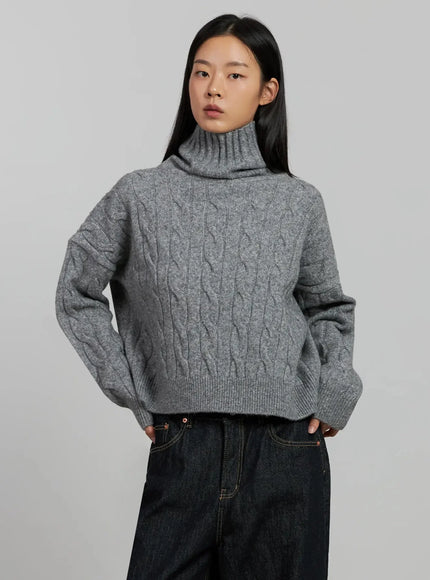 Cable Knit Turtleneck Sweater IJ502