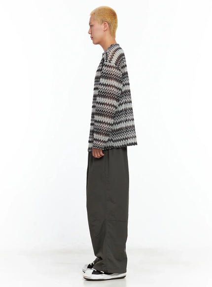 Men's Seam Detail Balloon-Fit Drawstring Pants IL511