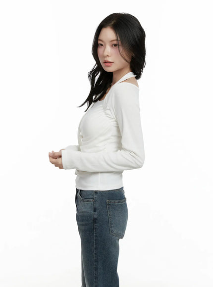 chic-shirred-halter-long-sleeve-top-f502