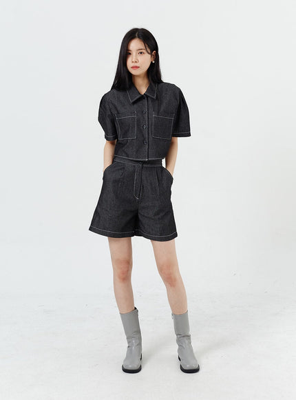 Denim Cropped Shirt OM317