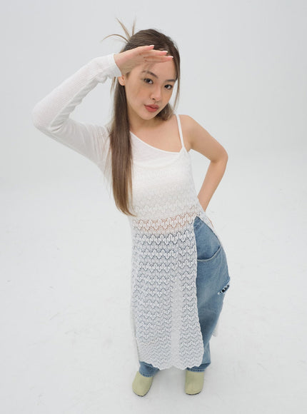 Torn Wide Leg Jeans C1002