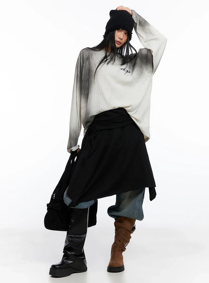 layered-shirring-asymmetrical-skirt-co517