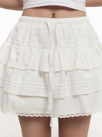 Lace Ruffle Layered Mini Skirt CM510