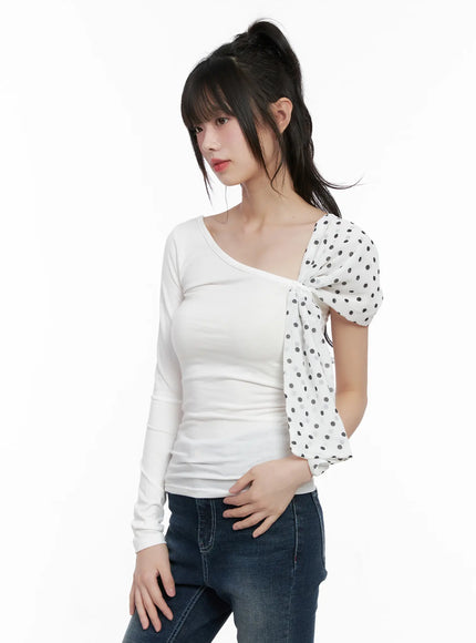 one-shoulder-polka-dot-print-top-cg519