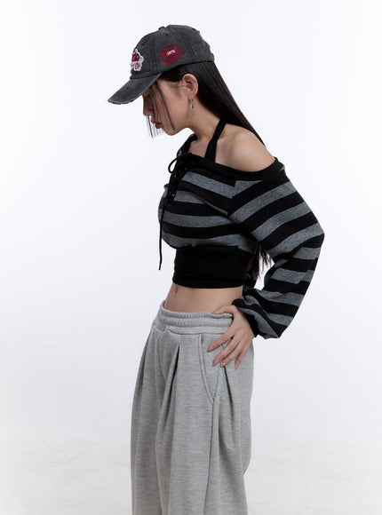 Striped Crop Knit Sweater CJ509