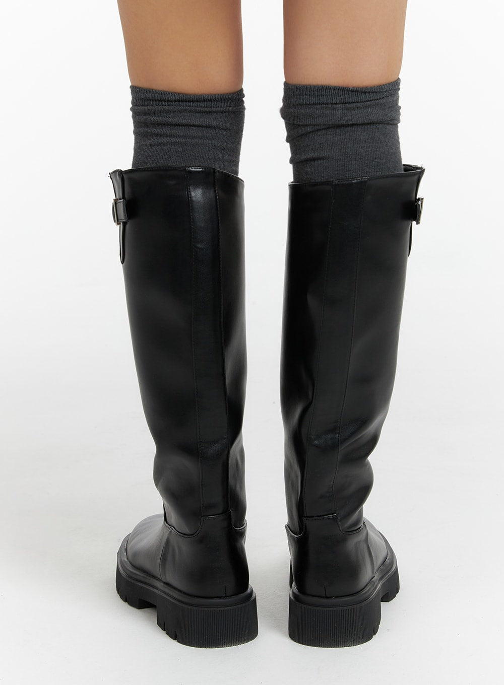 Flat sole knee hot sale high boots