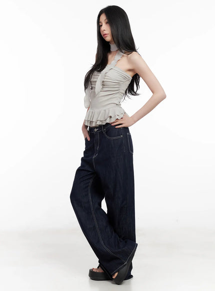 shirred-ruffle-tube-top-and-scarf-set-cl501