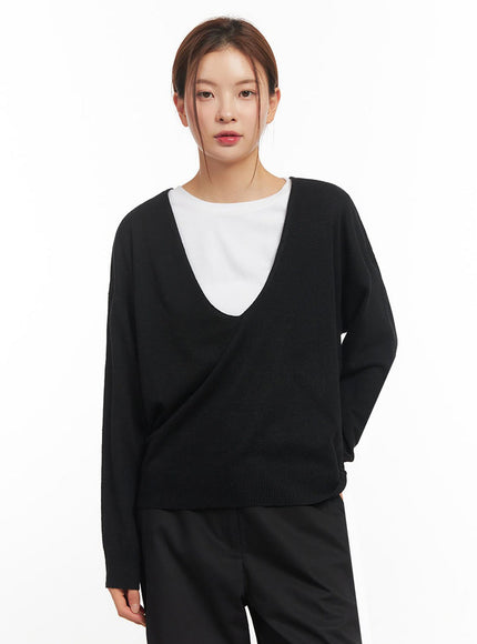 Loose-Fit V-Neck Sweater IM513