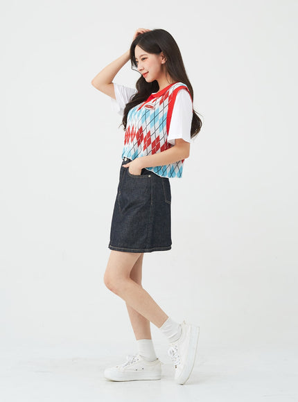 Vintage Color Denim Mini Skirt BG04