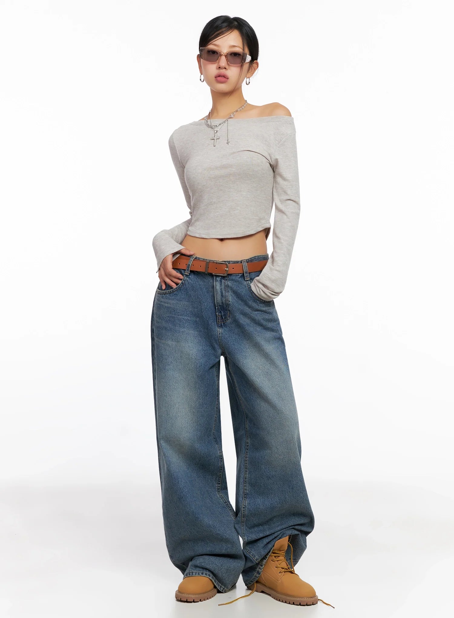 Lilah Wide-Leg Washed Jeans IG527