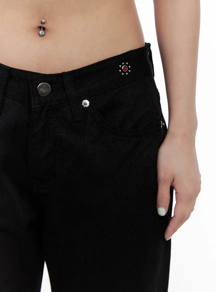 rhinestone-studded-flare-pants-cl511