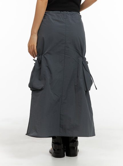 drawstring-cargo-maxi-skirt-cm422