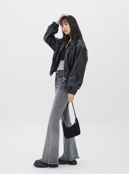 Faux Leather Crop Jacket J19