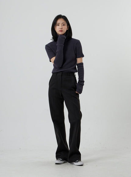 Short Sleeve Knit Turtleneck And Warmer Set OD13