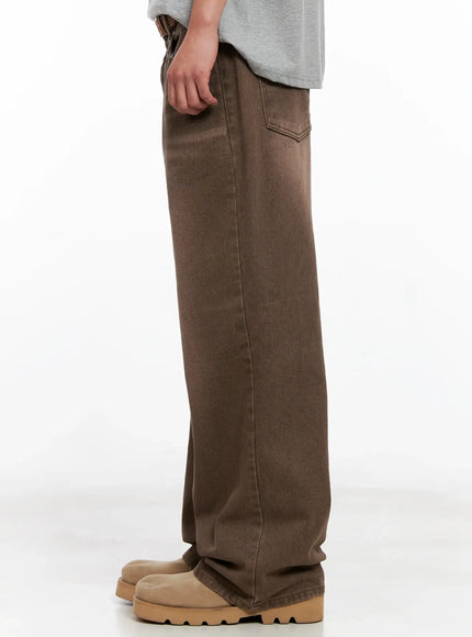 Men's Washed Wide-Leg Denim Jeans IG511