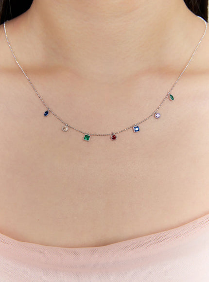 Rainbow Cubic Necklace IS517