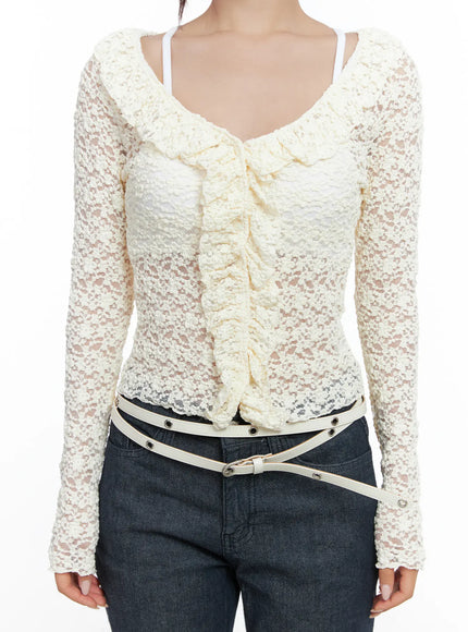 Lace Ruffle Long Sleeve Top CS502