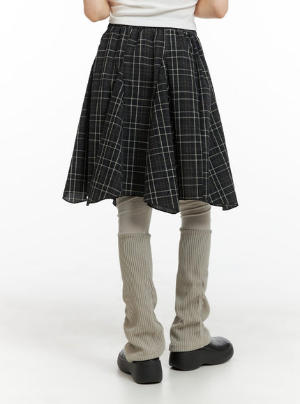 flared-checkered-midi-skirt-cm413