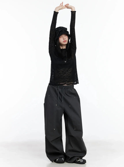 Sheer Lace Long Sleeve Top IM509