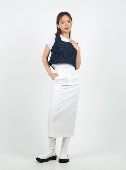 Sqaure Neck Cropped Denim Tank Top CA26