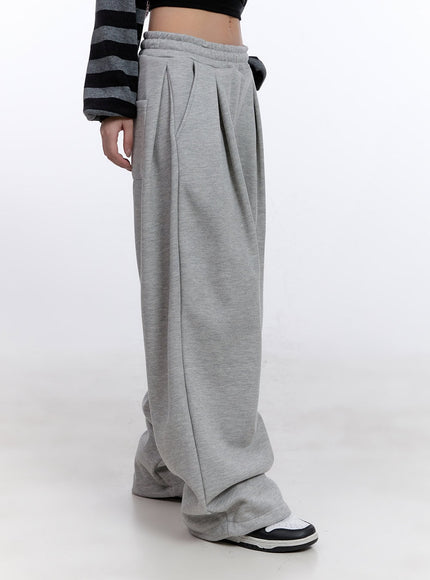 Cozy Pintuck Wide-Leg Sweatpants CJ509