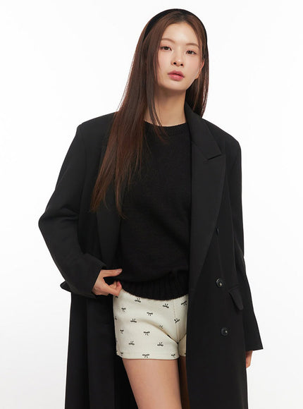 Buttoned Collared Long Coat IM513