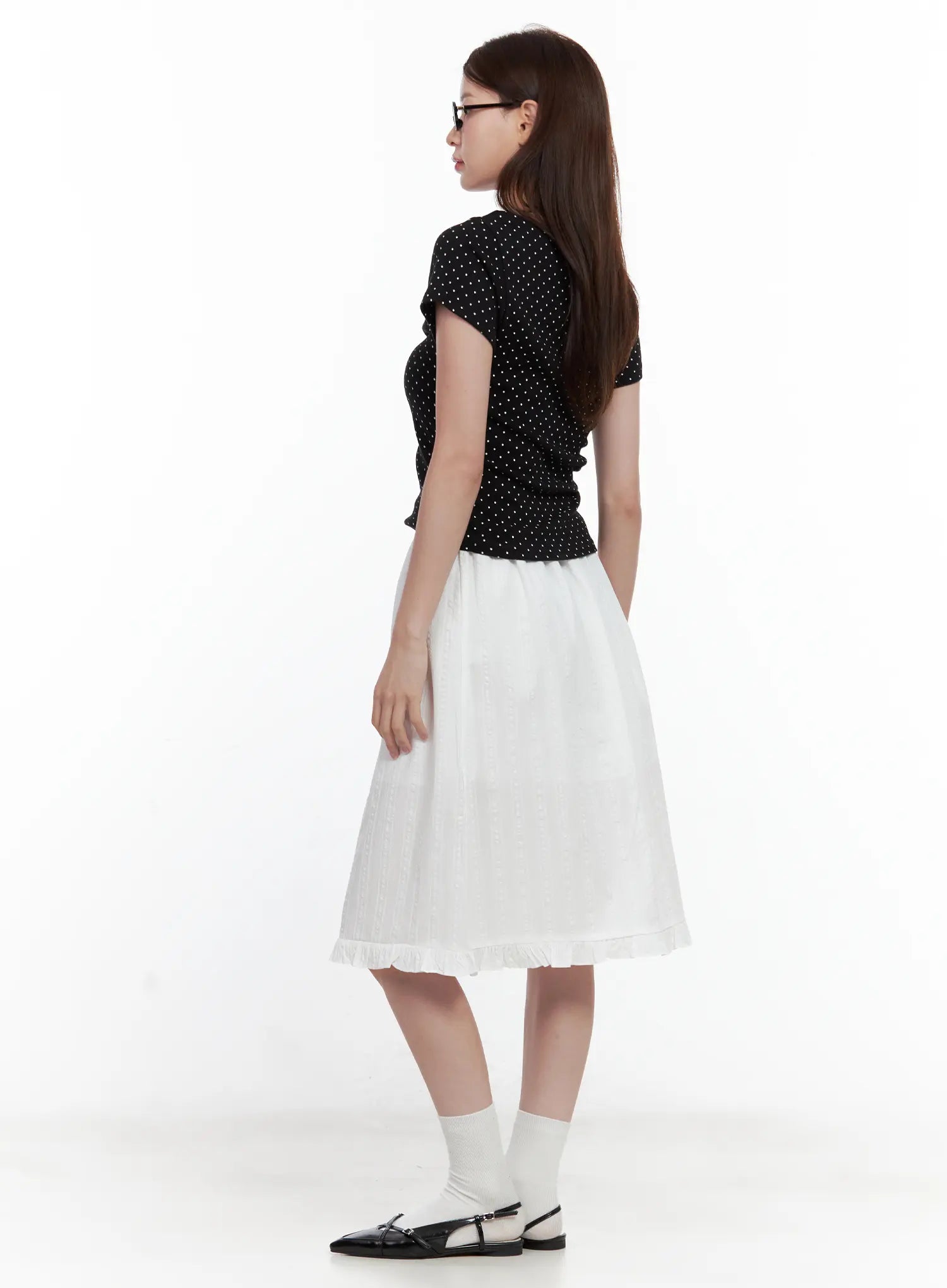 polka-dot-shirred-v-neck-top