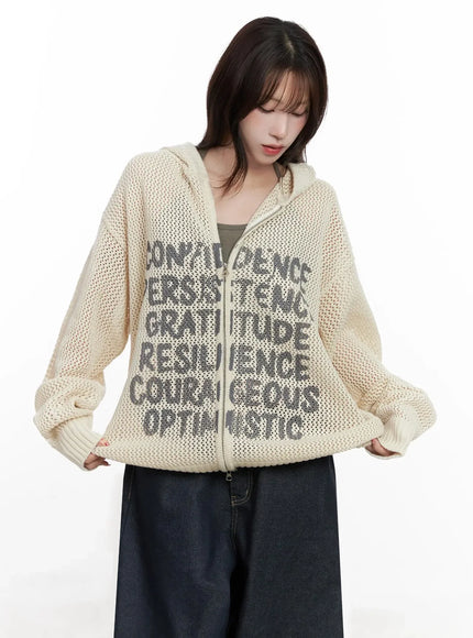 Casual Mesh Lettering Hoodie Jacket IN514