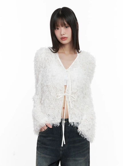 faux-fur-ribbon-cardigan-cn511