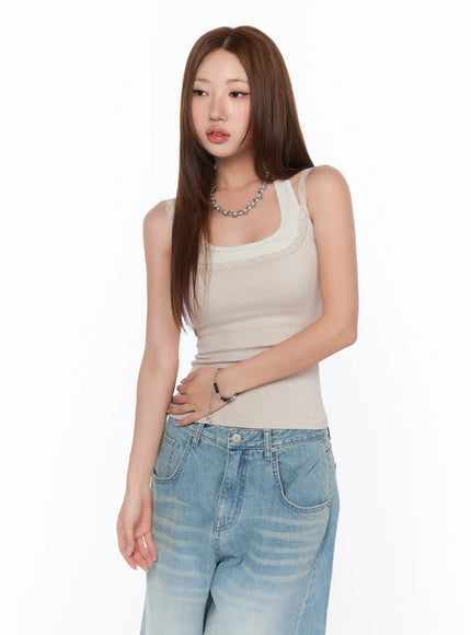 Layered Lace Cami Halter Top CA514