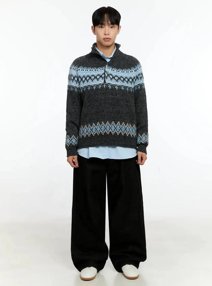 mens-patterned-high-neck-quarter-knit-sweater-in525