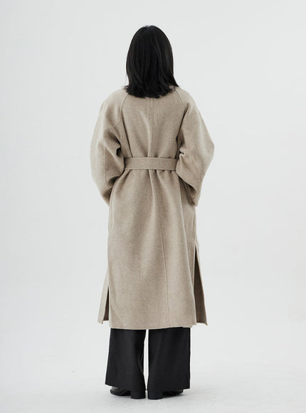 V-Neck Waist Tie Long Coat ON02