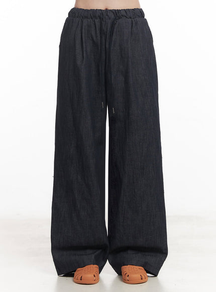 Cotton Denim Wide-Leg Pants IY509