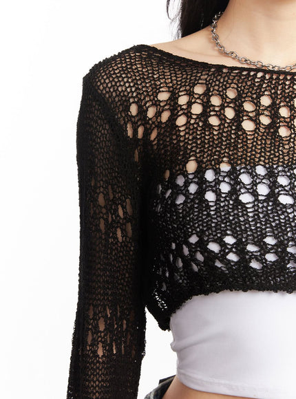 Crochet Micro Knit Sweater CA514