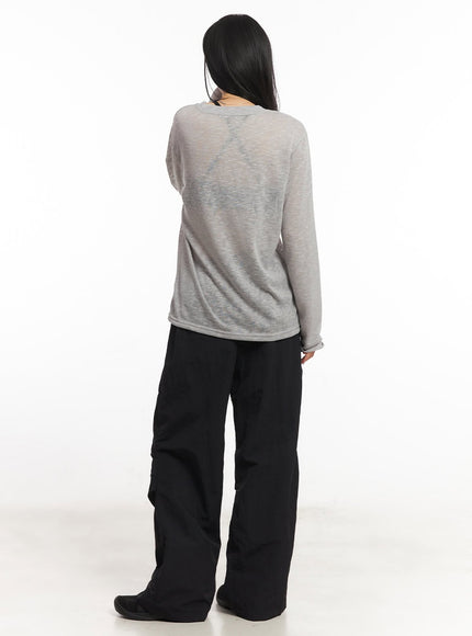 Pintuck Pocket Wide-Fit Sweatpants CA504