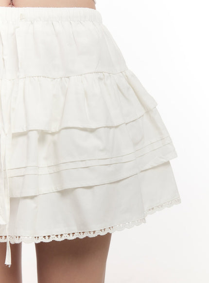 Lace Ruffle Layered Mini Skirt CM510