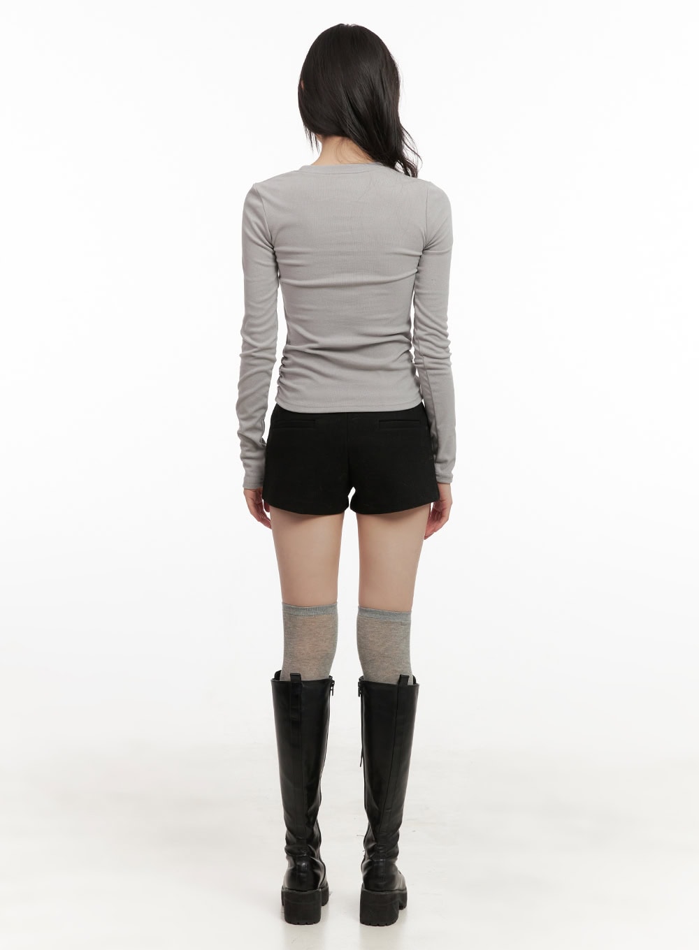 shirred-slim-fit-long-sleeve-top-cj506