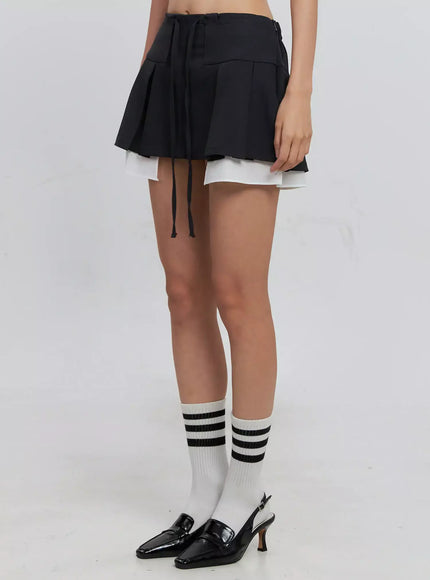 layered-pleated-mini-skirt-is516