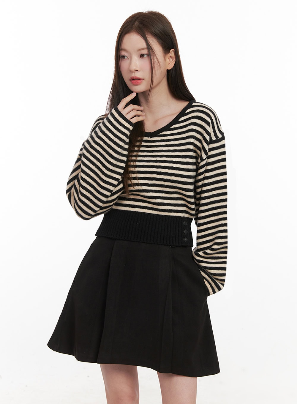 stripe-oversized-v-neck-sweater-if505