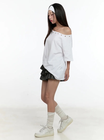 striped-ruffle-mini-skirt-cl531